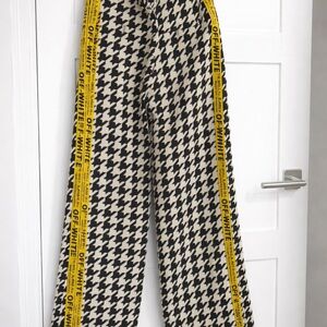 Off-White Black and Cream Houndstooth Pants with Mint Label Detail
